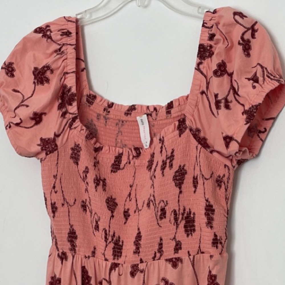 Anthropologie Daily Practice Pink Smoked Tiered Maxi Dress size Small